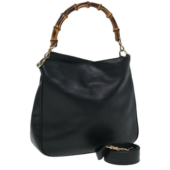 GUCCI Bamboo Shoulder Bag Leather 2way Brown 001 2113 1638 Auth 76394 - Picture 1 of 16